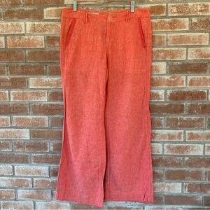 Pilcro Linen Blend Wide Leg Pants Women’s 6 Salmon Coral Anthropologie Boho